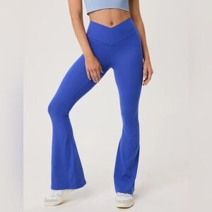 OFFLINE By Aerie Real Me High Waisted Crossover Flare Legging in Yearbook Blue L